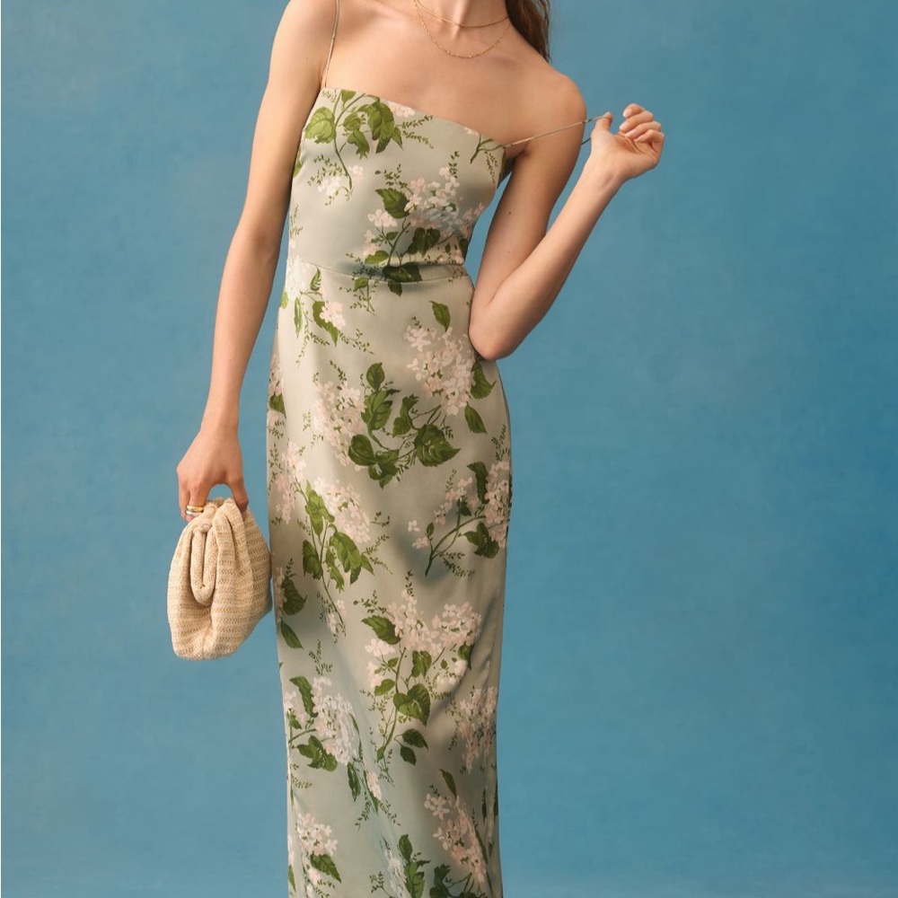 Reformation Frankie Silk Dress in Tea Garden-  size 4